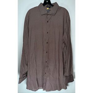Stacy Adams Brown with White Polka Dot French Cuff Button-Up Dress Shirt size 19